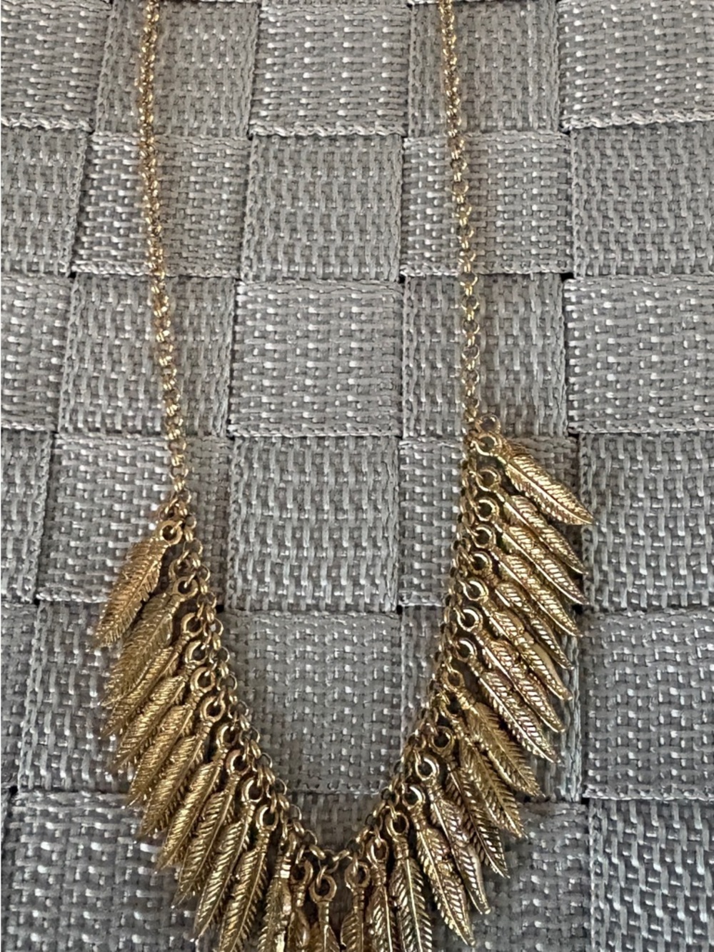 Aster - Gold Feather Charm Statement Necklace - Women Jewelry